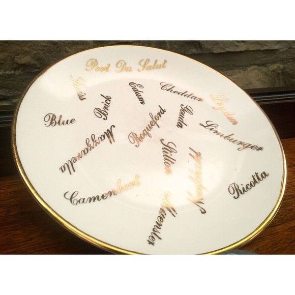 Vintage NAPCO Ceramic Cheese Plate 22K Gouda Muenster Swiss Camembert Limburger - Picture 7 of 9